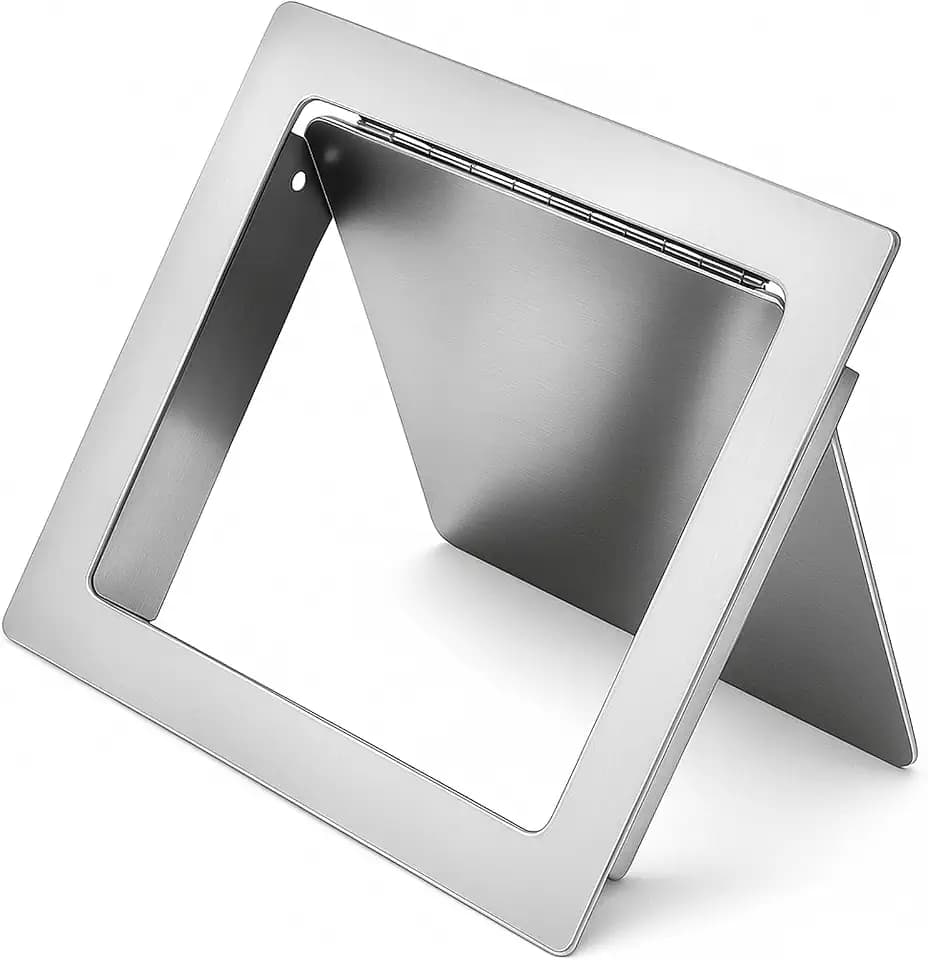1 Pcs 304 Stainless Steel Trash Chute Lid Replacement, 7" x 9" Side Mounted Trash Chute with Hinged Inward Flip Garbage Bin Lids for Home Bathroom Commercial Cabinet Kitchen (Side-swing Lid)