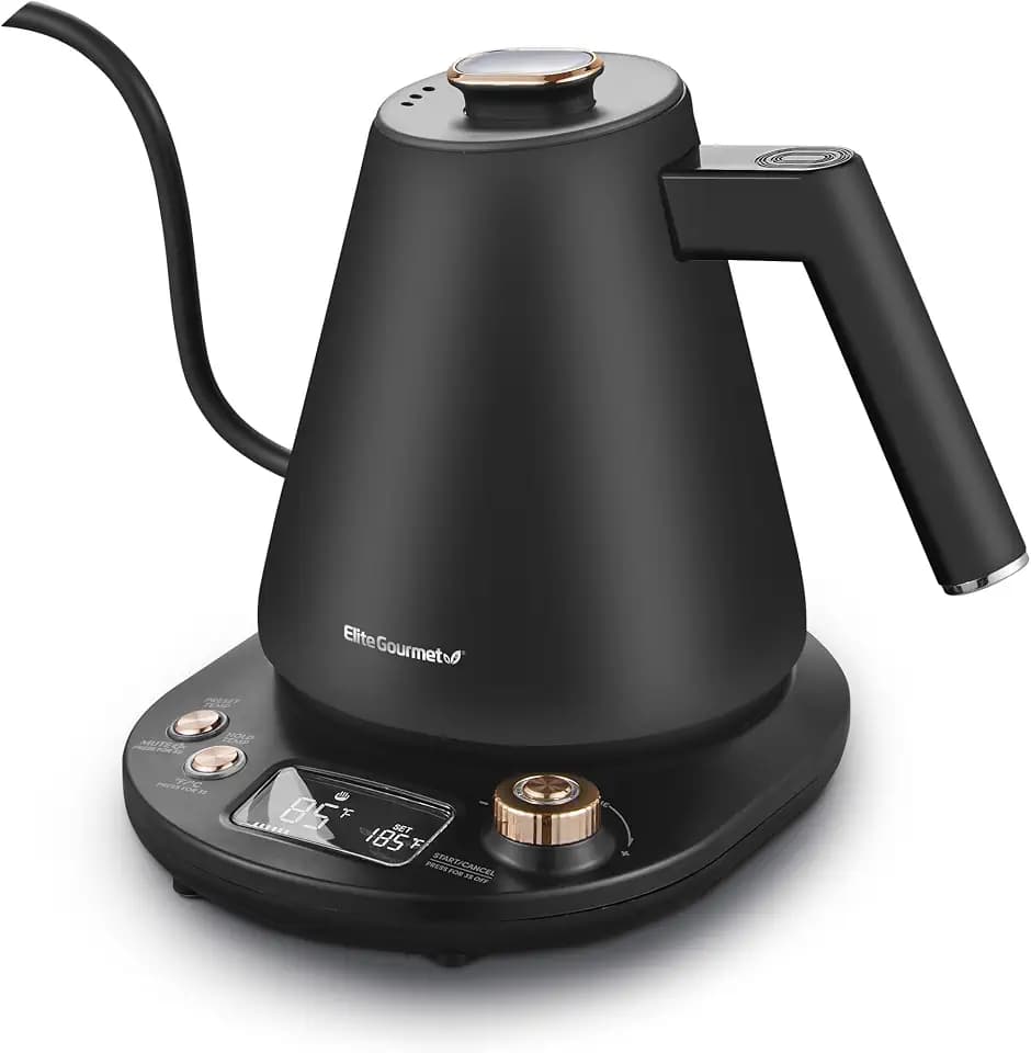 Elite Gourmet EKT3001 1L Digital Kettle, 304 Stainless Steel, Matte Black