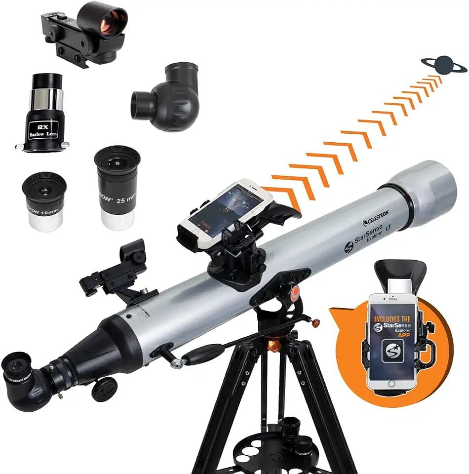 Celestron 22451 StarSense Explore LT80AZ Newtonian Reflector Telescope, Smartphone-App-fähiges Dobson-Tischteleskop mit StarSense-App – mit iOS/Android kompatibel