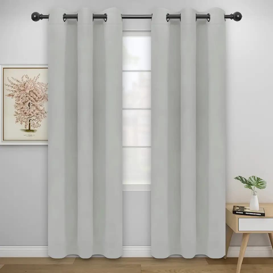 Easy-Going Thermal Grommet Curtains, 2 Panels 42x84 in, Greyish White