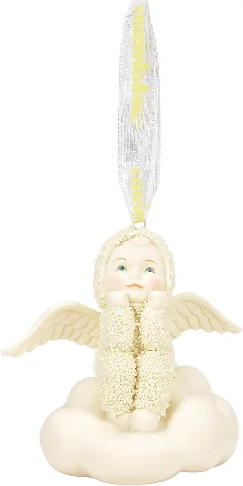Department 56 Snowbabies Angel on a Cloud Daydreaming Glowing Hanging Ornament, 3.15 Inch, Multicolor
