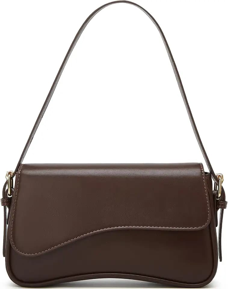 Amszke Shoulder Bag for Women Y2K Crossbody Purse PU Leather Underarm Handbag 2 Adjustable Strap for Daily Commute Travel