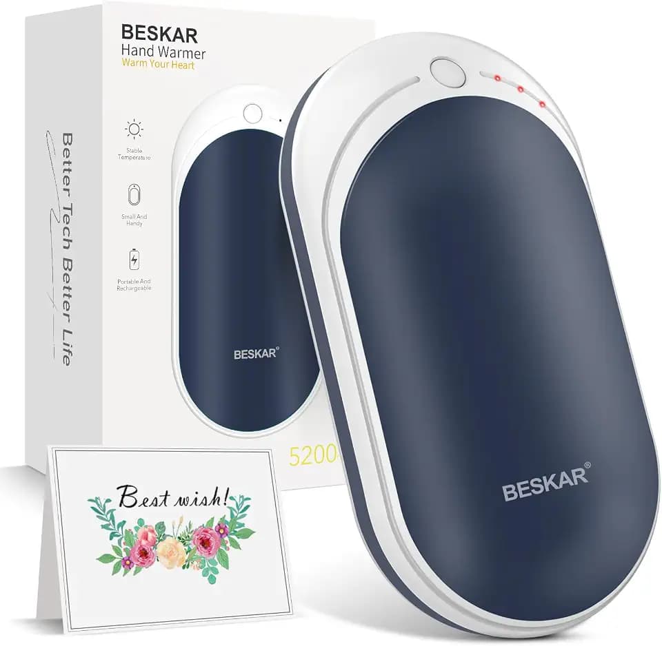 BESKAR Rechargeable Hand Warmer, 5200mAh Electric Handwarmers