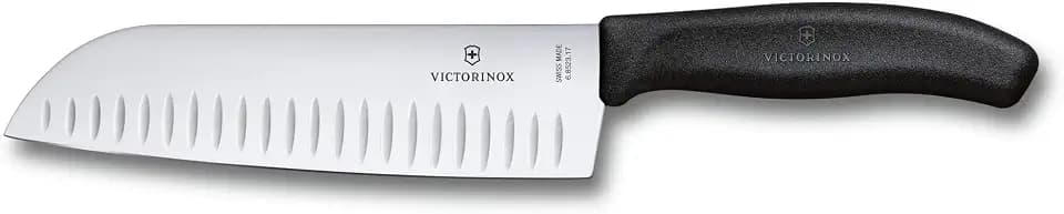 Victorinox Swiss Classic 7 Inch Santoku knife, Granton Blade, Black