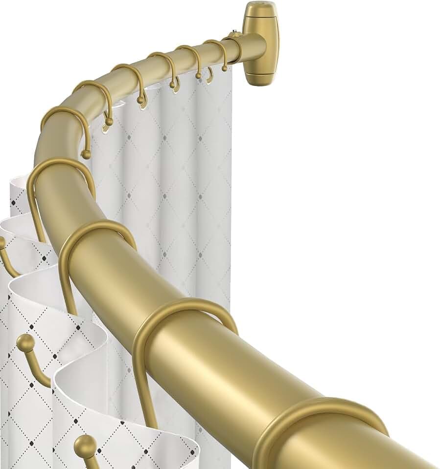 TOPROD Curved Shower Curtain Rod 48-72 Inches Adjustable Round Shower Rods