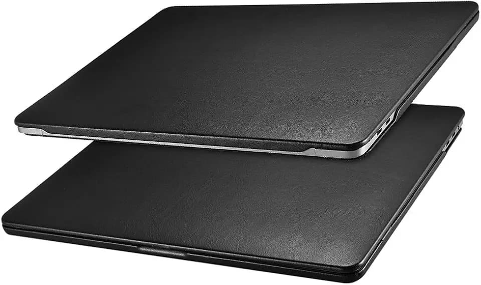 ICARER Lederhülle für MacBook Pro 13 2022-2016 M2 M1 Hülle Tasche, Schwarz