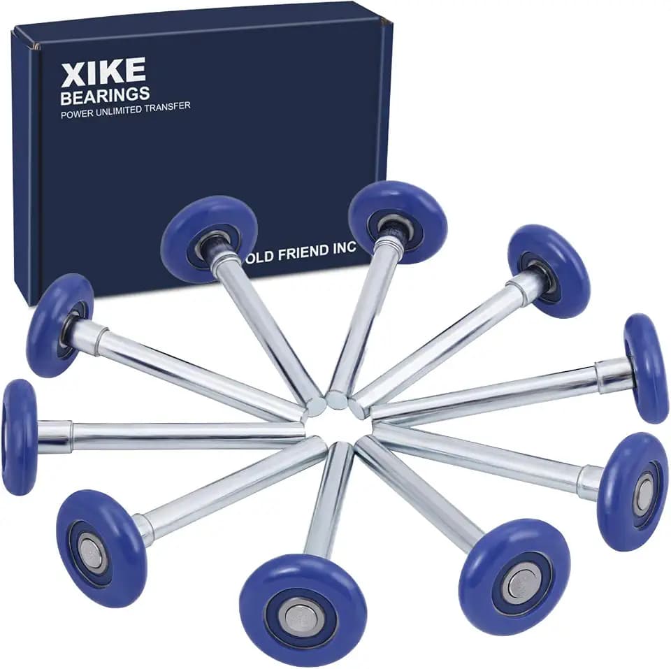 XiKe Blue 2" Nylon Garage Door Roller, 10 Pack, 4" Stem, 6200-2RS Bearing