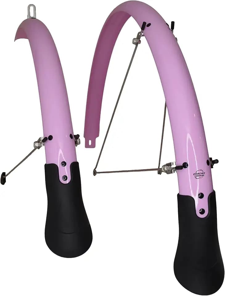 Planet Bike Commuter Fender Set 700c x 55mm with Mudflaps/700c x 45mm Max Tire/Pink