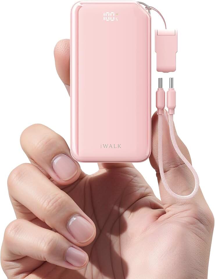 iWALK Portable Powerbank, Ultraklein 10.000mAh 30W PD Ladegerät, USB-C Eingang & Ausgang Schnellladung mit Standfuß, Reisepowerbank für iPhone 17/16/15 18 Pro Max, Samsung S25/S24 Serie