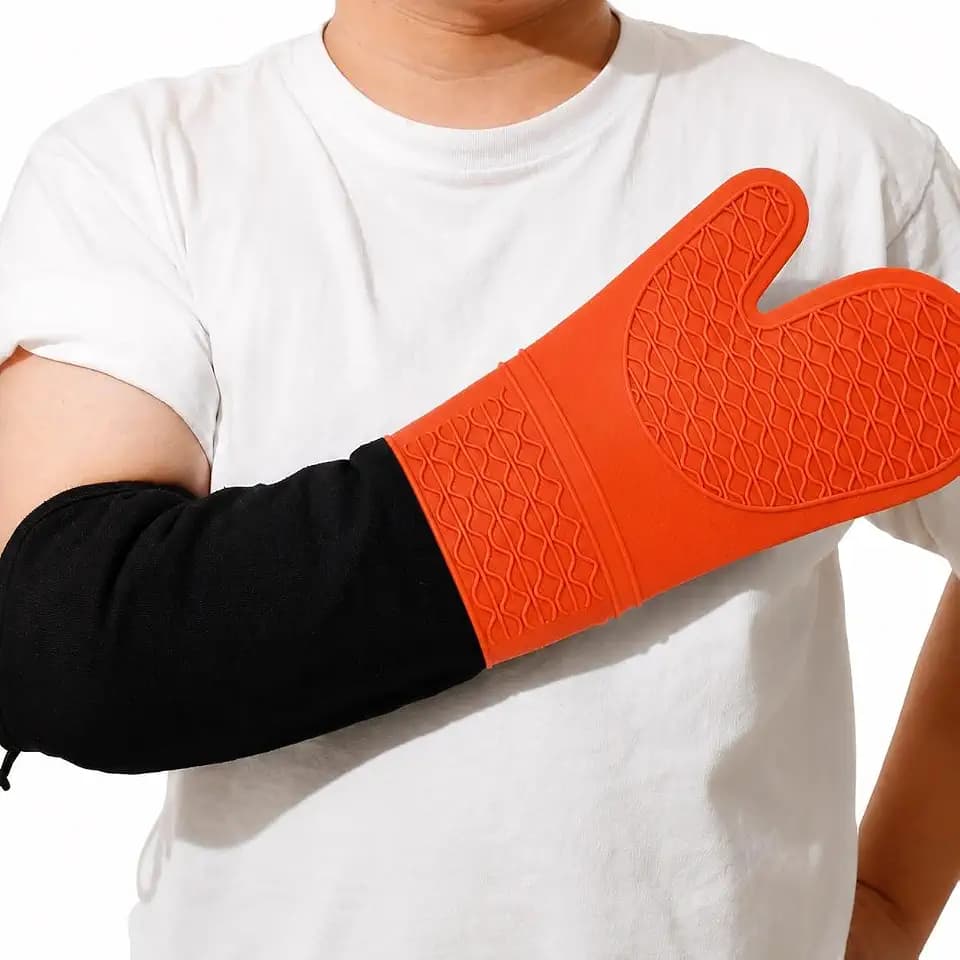 King Mills Extra Long Oven Mitts, 2-Pack, Silicone Heat Resistant to 500°F