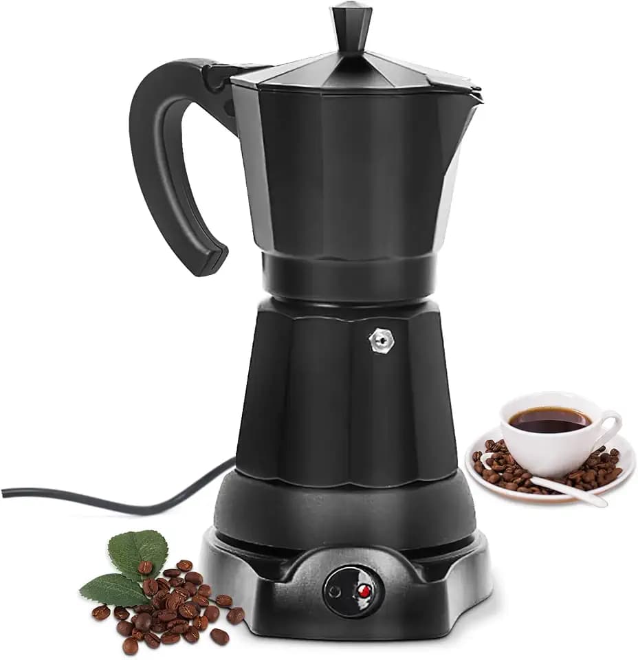 SHANGSKY Coffee Pot Electric Moka Pot 6 Cup, Aluminum Espresso Coffee Maker