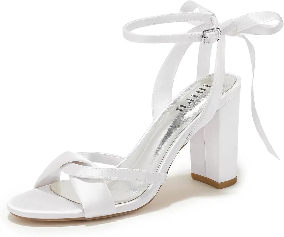 IDIFU IN4 Women's Bow Tie Heeled Sandals High Chunky Cross Strap Heels