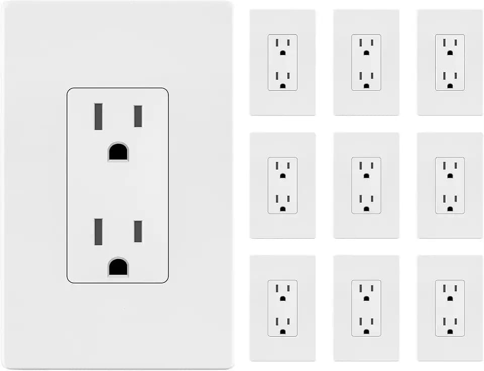 LIDER Decorator Receptacle, Tamper-Resistant Wall Outlet, 10-Pack