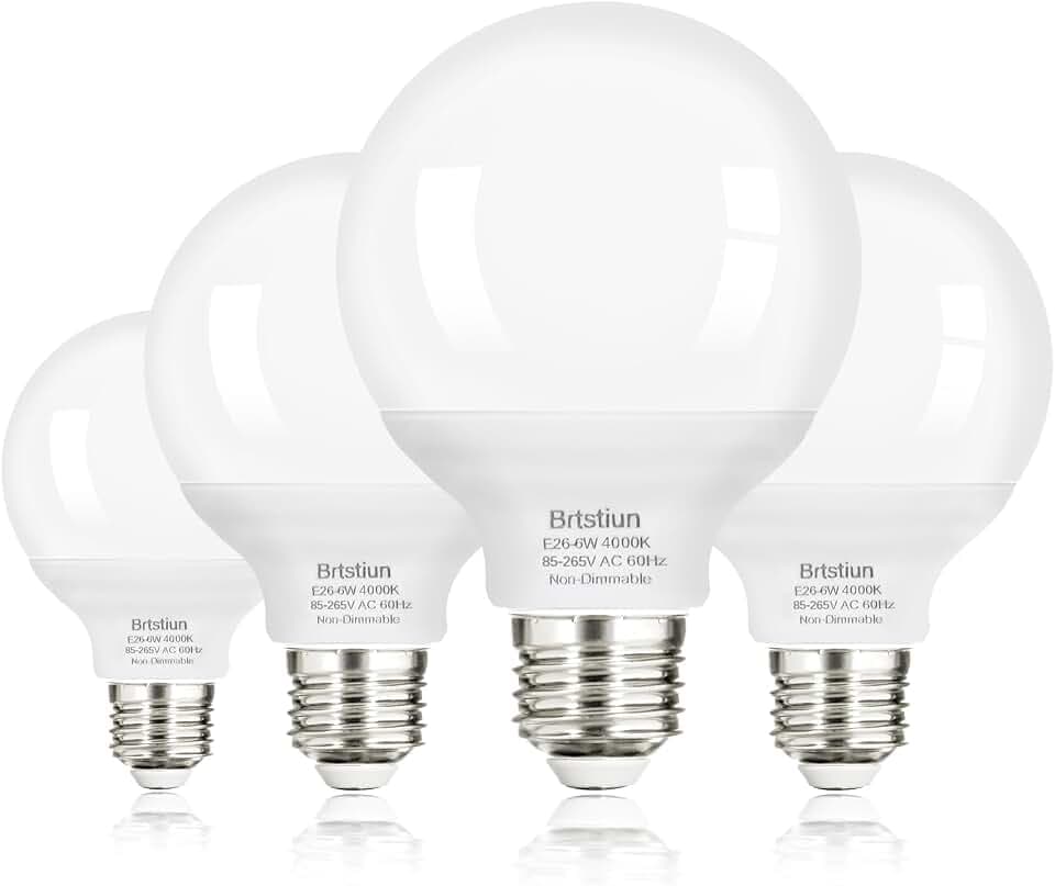 Brtstiun G25 LED Vanity Light Bulbs for Bathroom, Globe Bulb 40W Equivalent