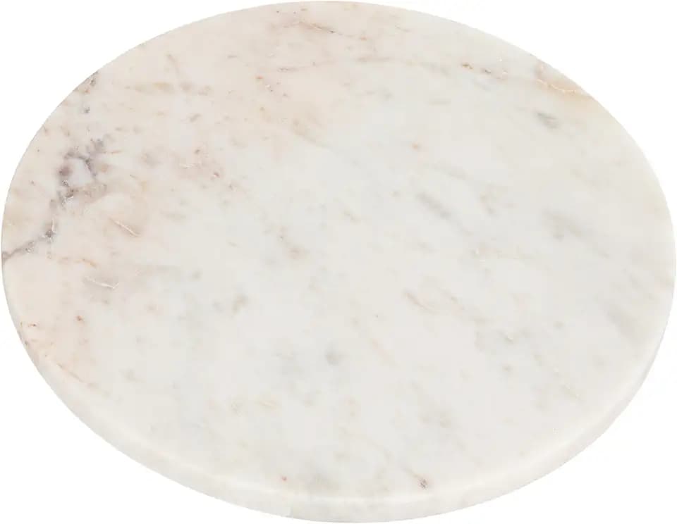 Creative Co-Op 11‑Inch Round Marble Charcuterie and Cutting Board, White Finish