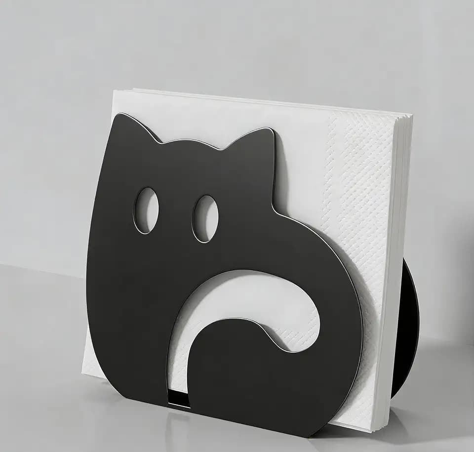 Self-Adjusting Cat Napkin Holder for Table, Modern Metal Standing Cute Napkin Holder Dispenser for Kitchen Dining Room, Napkin Holders with Sturdy & Quality Material,Table Decor Gifts