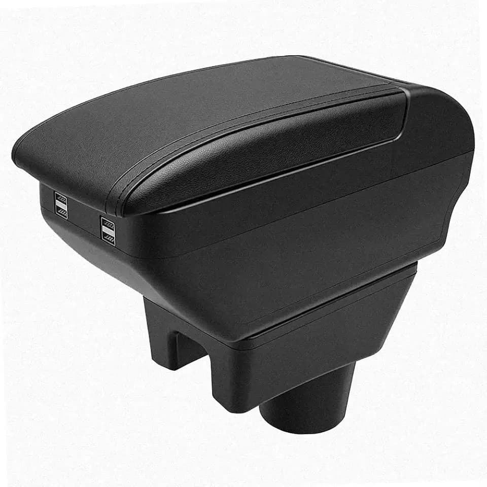 Doppelschicht Armlehne Box Für Mitsubishi Mirage Attraction Space Star 2014-2023 Mittelkonsole Aufbewahrungsbox mit 4 USB Port Cup Halter Armlehne Zubehör Schwarz