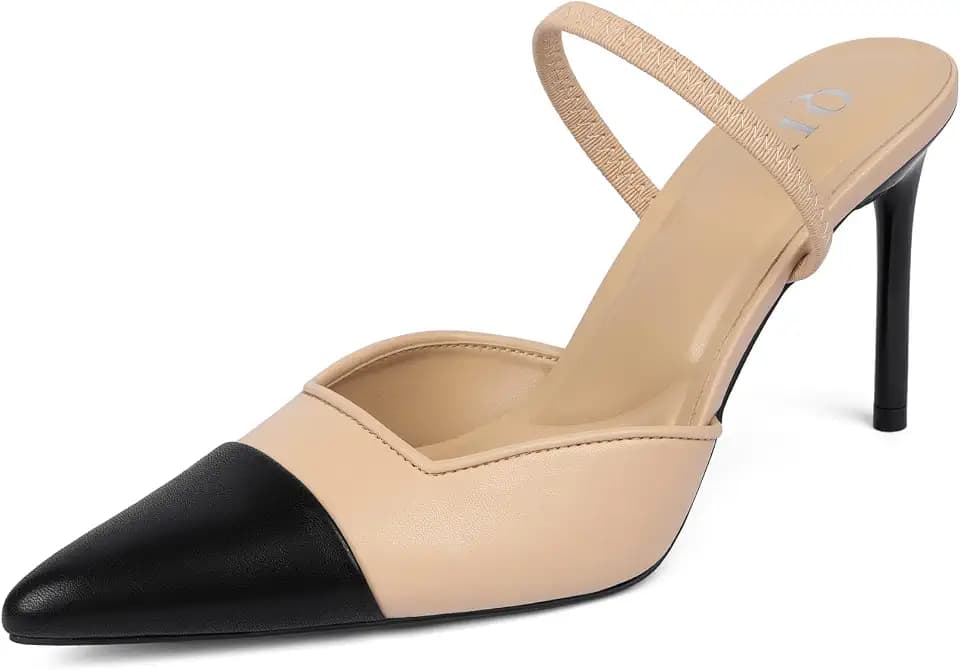 QIY Women's Pointed Toe Slingback Stiletto Pumps
