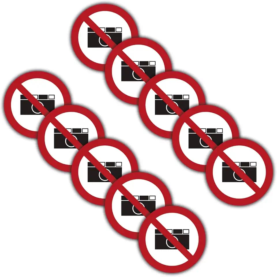 STROBO 10x Aufkleber "Fotos verboten" - Sticker im Format Ø 9,5 cm