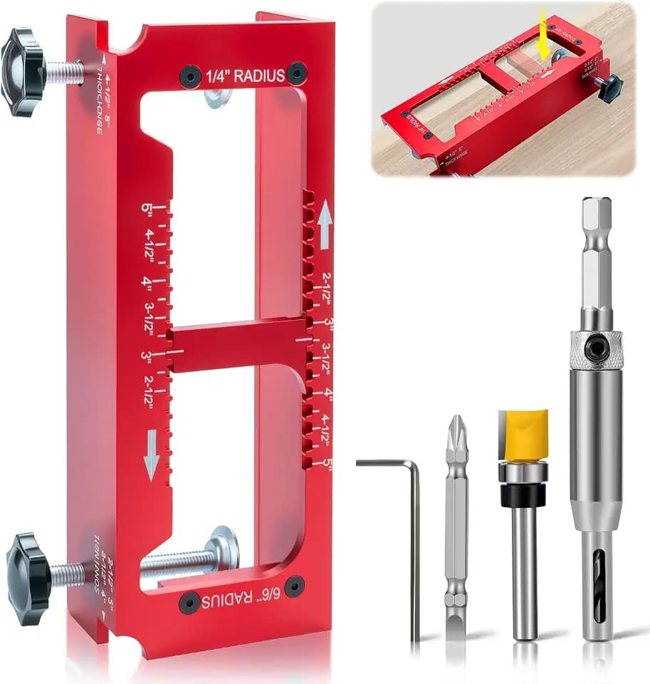 Door Hinge Jig, Aluminum Alloy Door Hinge Router Jig with Scale Detent