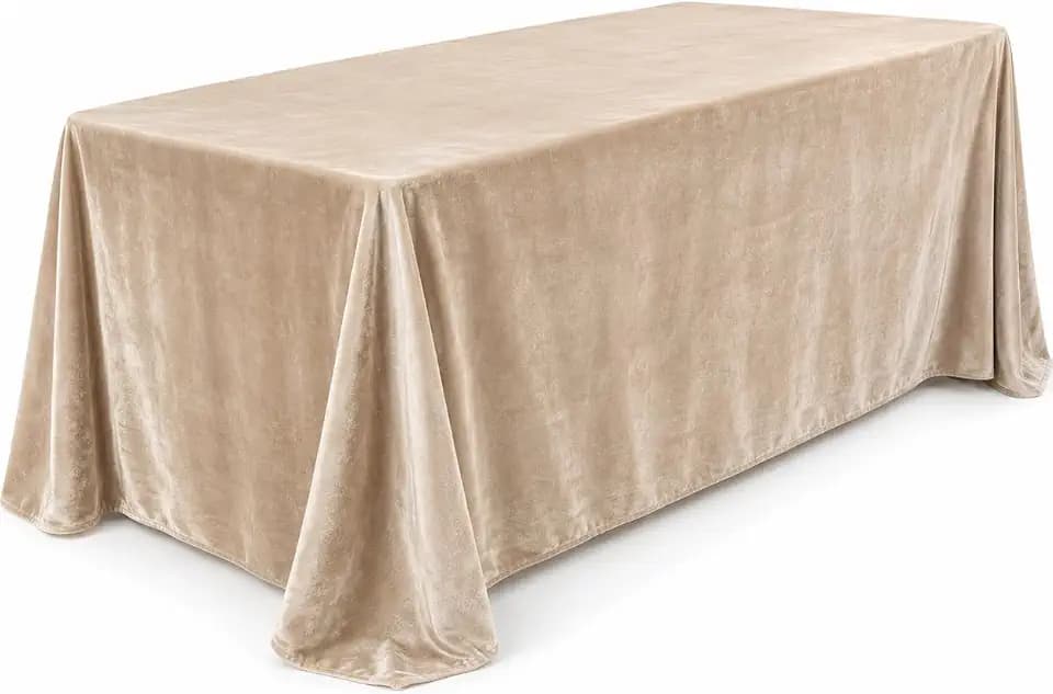 Champagne Velvet Tablecloth 60 x 102 Inch Rectangle, Soft Plush Polyester Table Cover with Textured Backing to Help Keep in Place, Machine Washable for 6 ft Tables, Wedding, Dining & Holiday Decor