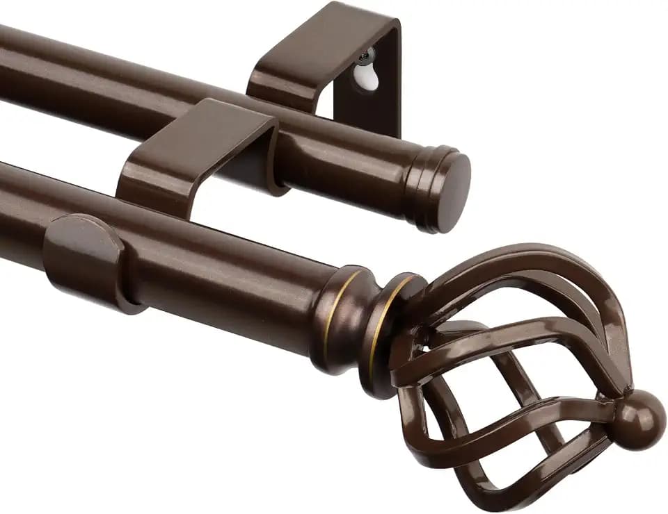 KAMANINA Double Curtain Rods for Windows 36 to 72 Inches Bronze