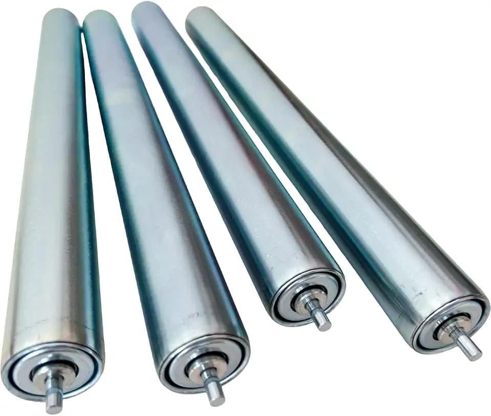 Pack of 4 Long Roller | 16" Length, 1.5" Diameter Conveyor Rollers | Galvanized Steel | Versatile Support for Roller Stands, Woodworking, and Roller Conveyors