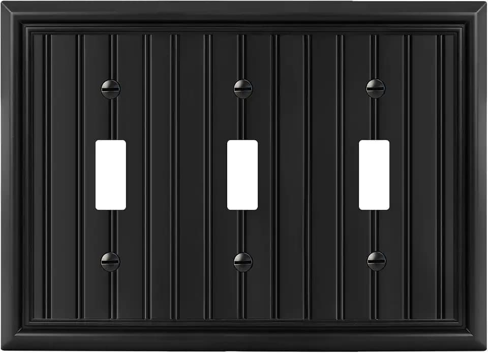Black Natural Material Triple Toggle Light Switch Cover Plates (1-Pack)