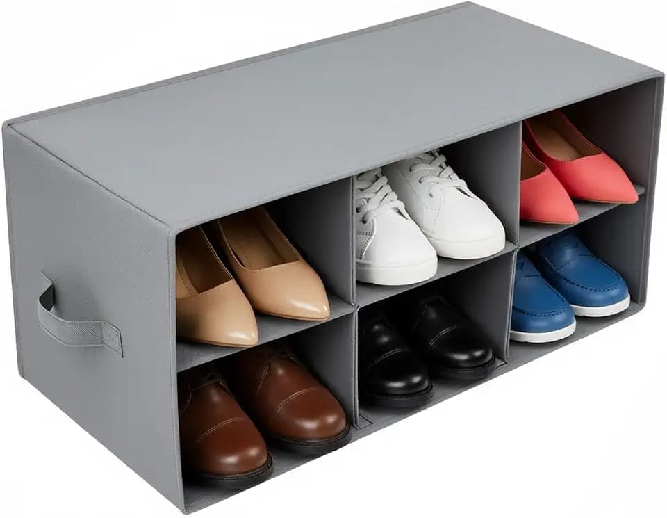 Sorbus Shoe Cubby, Foldable 6-Section Organizer