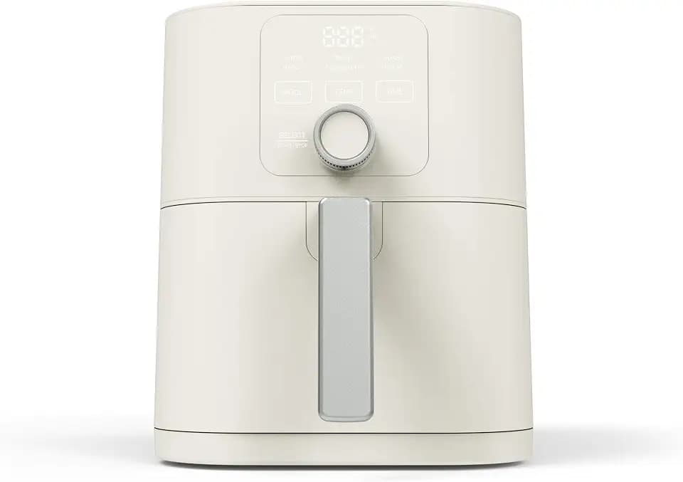 Martha Stewart 6-Quart Air Fryer, 6 Presets, Space Saving, Linen Cream