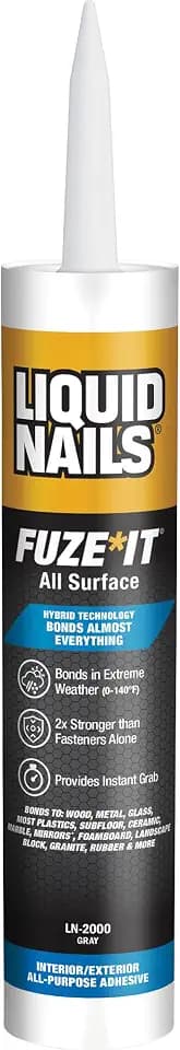 Liquid Nails 56198673380 LN-2000 FuzeIt All Surface Construction Adhesive (9-Ounce) , Gray