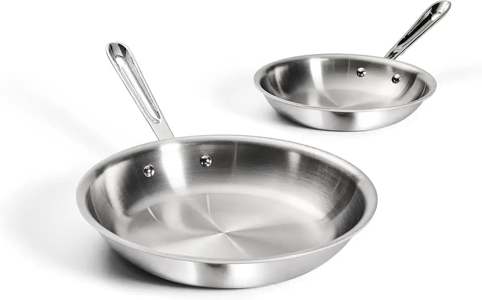 All-Clad D3 Stainless Steel, 2-Piece Fry Pan Set, Made in the USA