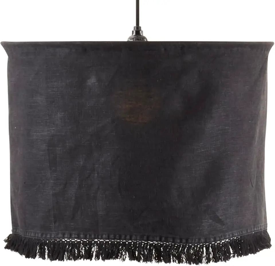Natural Linen Stonewashed Fringe Lamp Shade