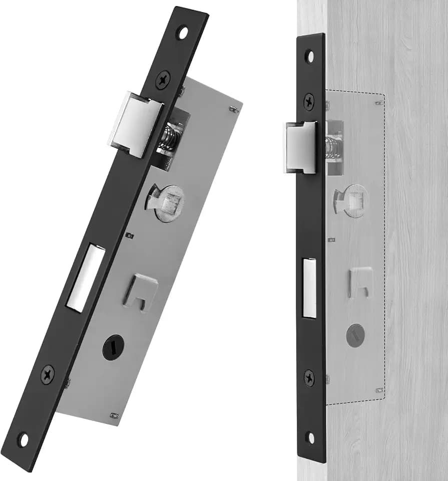 Maxxgeek Flat Slot Storm Door Mortise Lock Body Fits for Older Storm Doors, 2-1/2" Handle PZ, Handle Not Included (Matte Black)