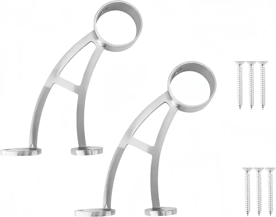Stainless Steel 304 Bar & Floor Mount Combination Foot Rail Bracket ,Fits 50.8mm/2inch OD Bar Foot Rail Tubing Furniture Hardware with Screws (Sliver, 2Pack)