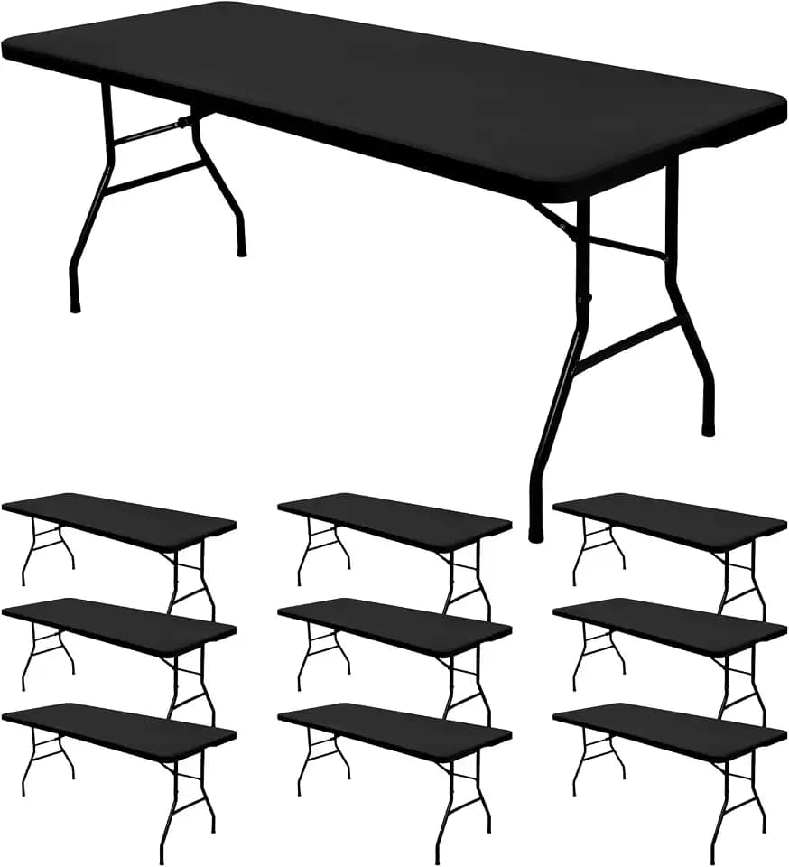 10 Pack Stretch Table Top Cap Cover, Black, 30" x 72"
