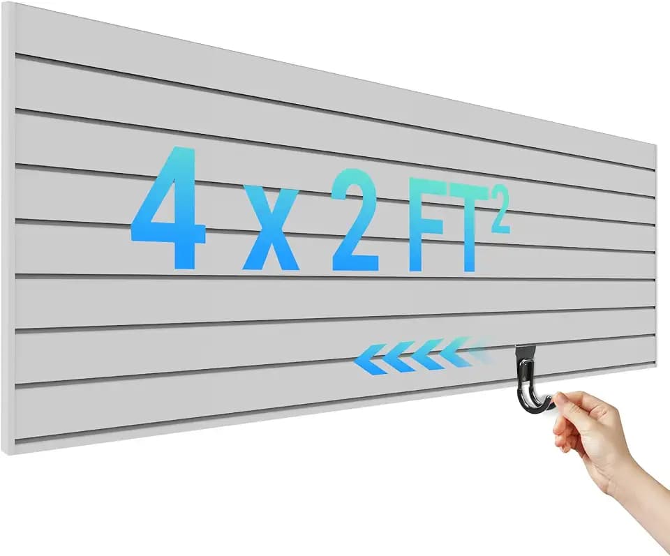 Ezlaino Slatwall 4ft x 2ft PVC Slat Wall Paneling Garage Wall Organizer