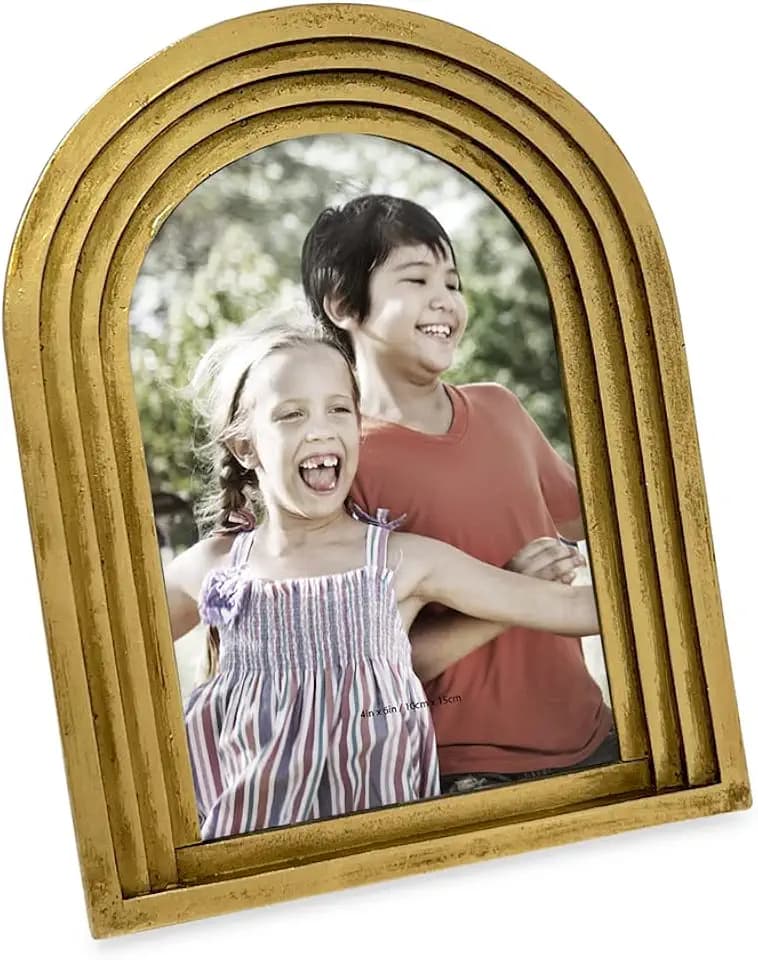 Isaac Jacobs 4x6 Vertical Gold Arc Resin Picture Frame, Gradient Design