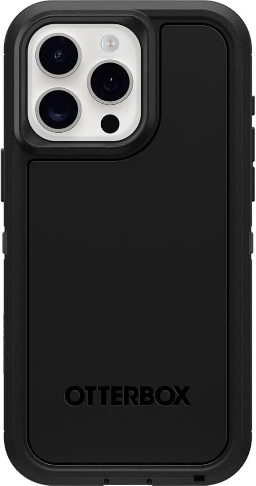 OtterBox Schutzhülle für iPhone 15 Pro Max (nur) Defender Series XT – schwarz, ohne Bildschirm, robust, rastet an MagSafe mit Schlüsselband