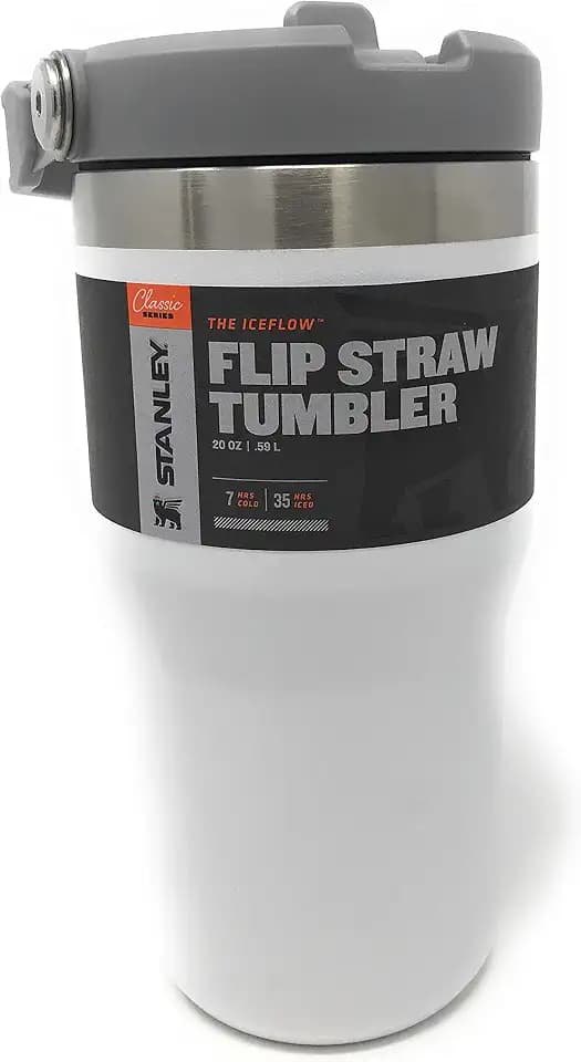 STANLEY IceFlow Flip Straw Tumbler with Handle 20 oz | Twist On Lid and Flip Up Straw | Leak Resistant Water Bottle | Insulated Stainless Steel |BPA-Free | Polar