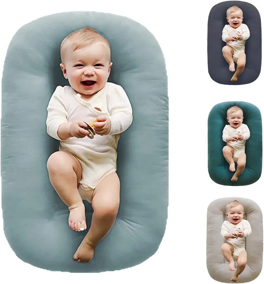 0-24 Months Baby Lounger Support Cushion for Home Travel,Misty Blue