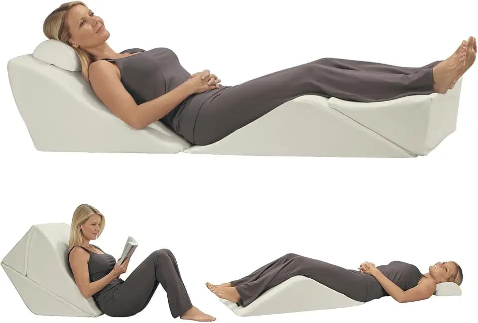 Contour BackMax - Foam Bed Wedge Sleep Support System + Neck Pillow - 4-Piece Full Body Support - Optimal Angle for Better Posture - Leg & Knee Elevation - 9-in-1 Adjustable Design - 20” Standard