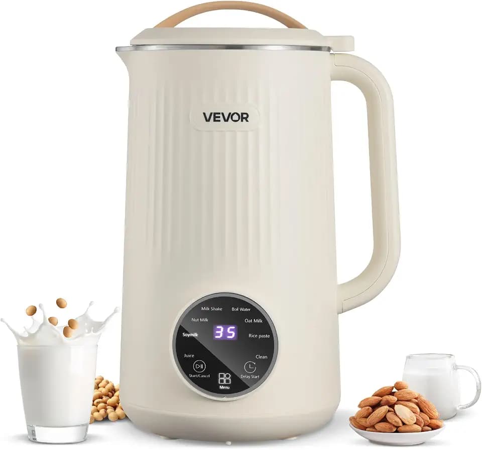 VEVOR 8-in-1 Nut Milk Maker, 34 oz Soy Milk Maker with 180W Blending, for Homemade Oat, Nut, Soy, Juice, Milkshake, Rice Cereal, Plant-Based Beverages with Self-Cleaning, Boil Water, 12-Hour Delay