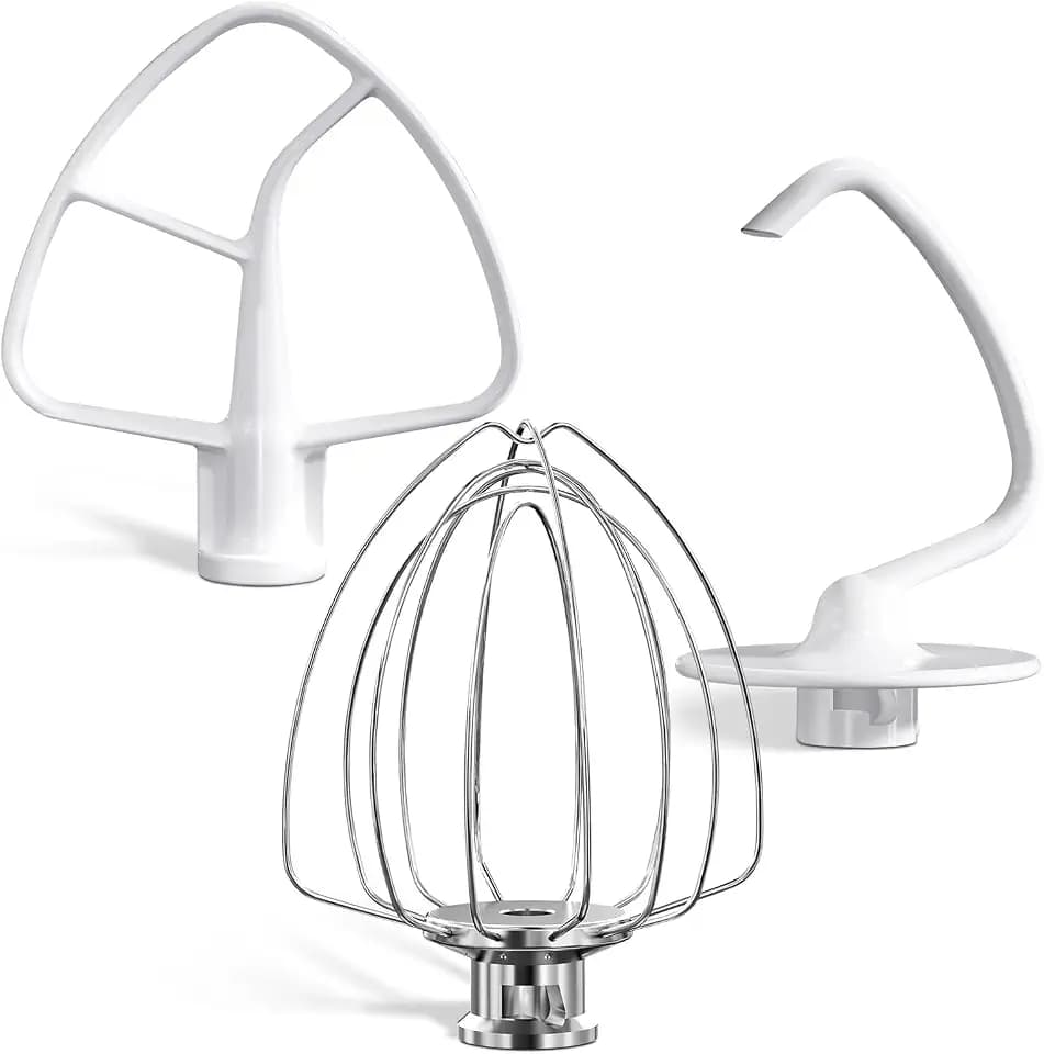 Stand Mixers Accessories 3-Piece Including K45WW Wire Whip & K45DH Dough Hook & K45B Flat Beater fit for Kitchenaid 4.5-5QT Tilt-Head Stand Mixers