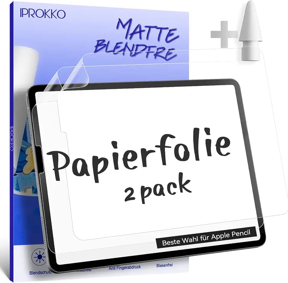 2 Stück Like Paper Folie Kompatibel mit iPad Pro 11 (2022,2021,2020,2018) & iPad Air 5 (2022) & iPad Air 4 Generation 10,9 Zoll Matte Papierfolie Schutzfolie Papier Screen Protector Displayschutz