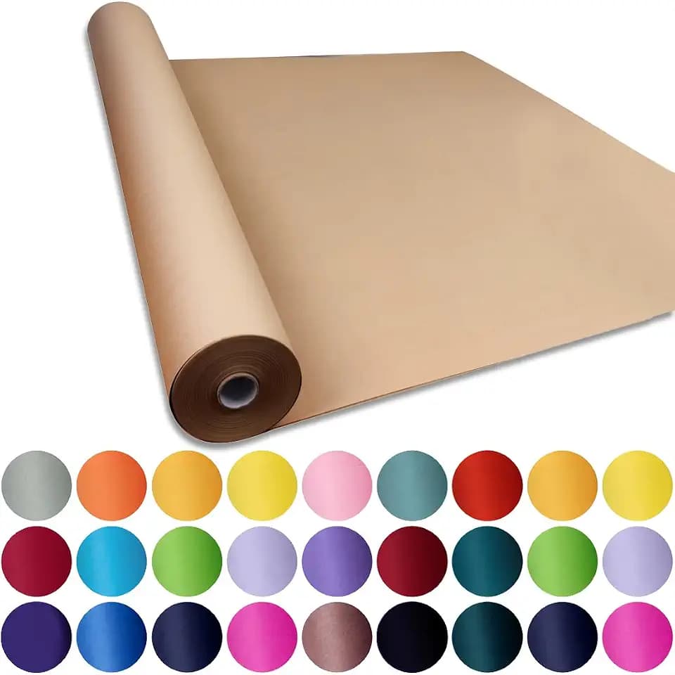 SMART&CASUAL 48" x 2,520" (210') Brown Kraft Craft Paper Roll for Gift Wrapping Bulletin Board Bouquet Flower Art Packing Parcel Table Covering 70GSM 50LB (Brown, 48" x 210')