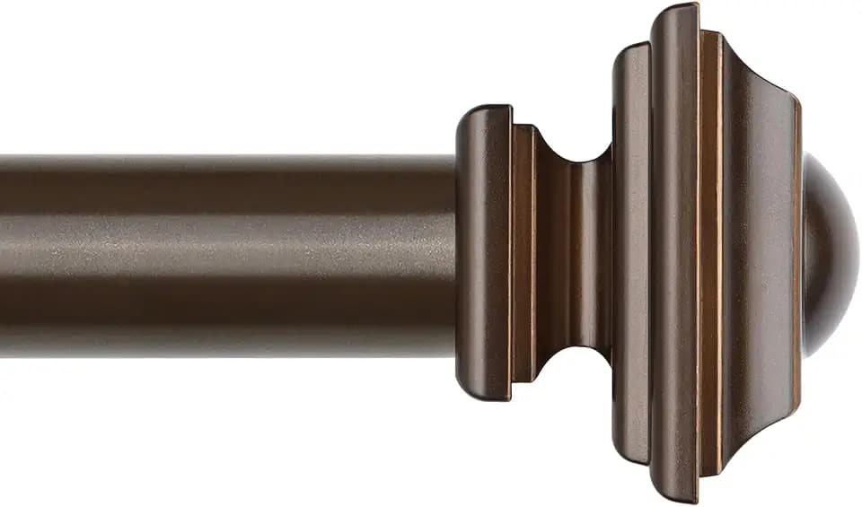 KAMANINA Bronze Curtain Rod for Windows 72 to 144 Inch, Long Heavy Duty