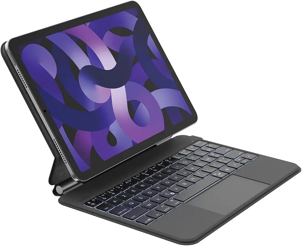 Belkin Pro iPad-Tastaturhülle mit magnetischem Ständer, Hintergrundbeleuchtung, Multi-Touch-Tasten, Fach für Apple Pencil, kabellose AZERTY-Tastatur für iPad M4 Pro 11 Zoll (27,9 cm)