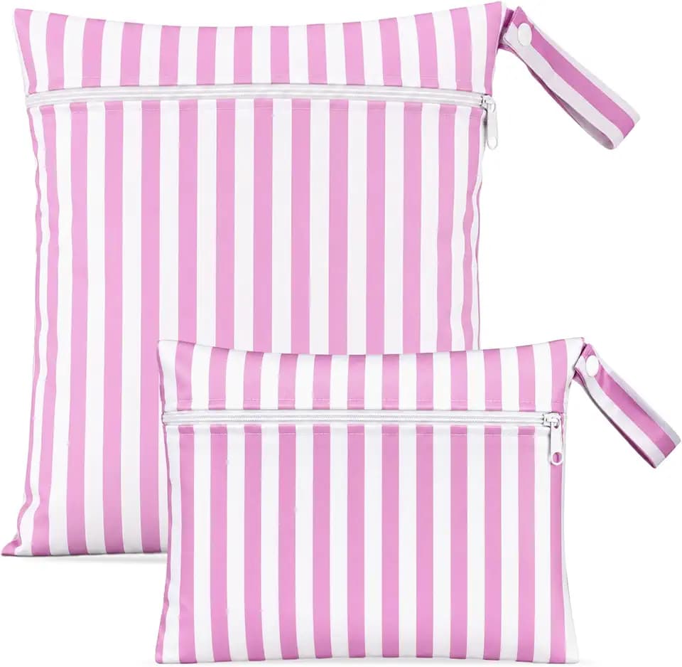 SATINIOR 2 Pack Wet Dry Bag Large Diapers Waterproof Pouch Striped