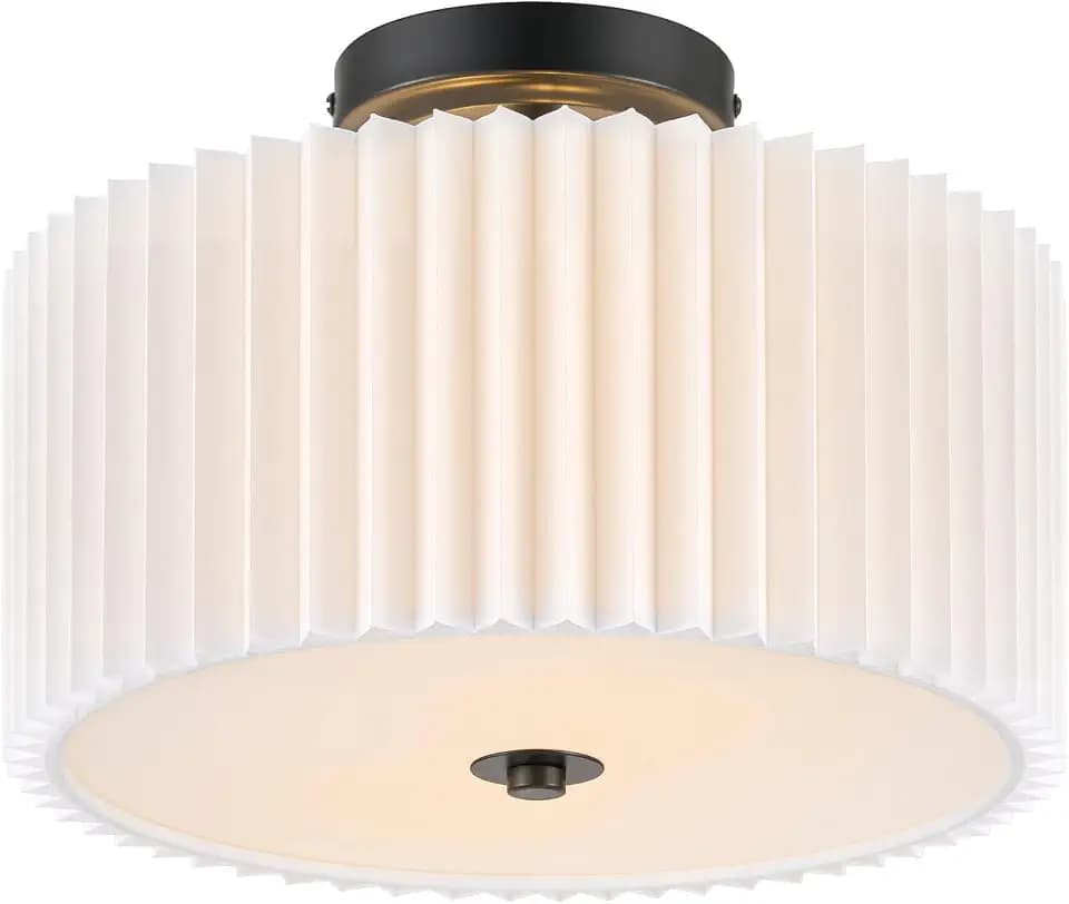 VONLUCE Semi-Flush Mount Ceiling Light 12.2", 2-Light Drum Light Fixture